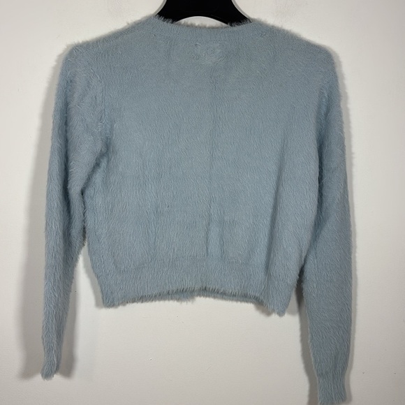 Princess Polly Phoebe Button Front Cardigan L XL Light Blue  Furry Cropped - Picture 6 of 7